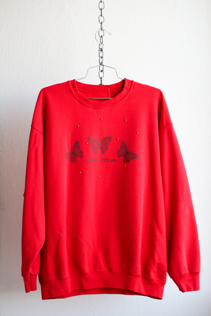 Vintage Red Butterfly Crewneck